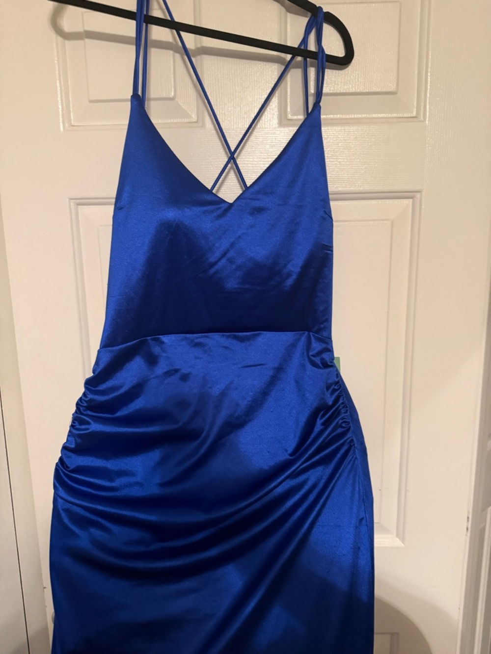 Satin Royal Blue Spaghetti Strap Dress